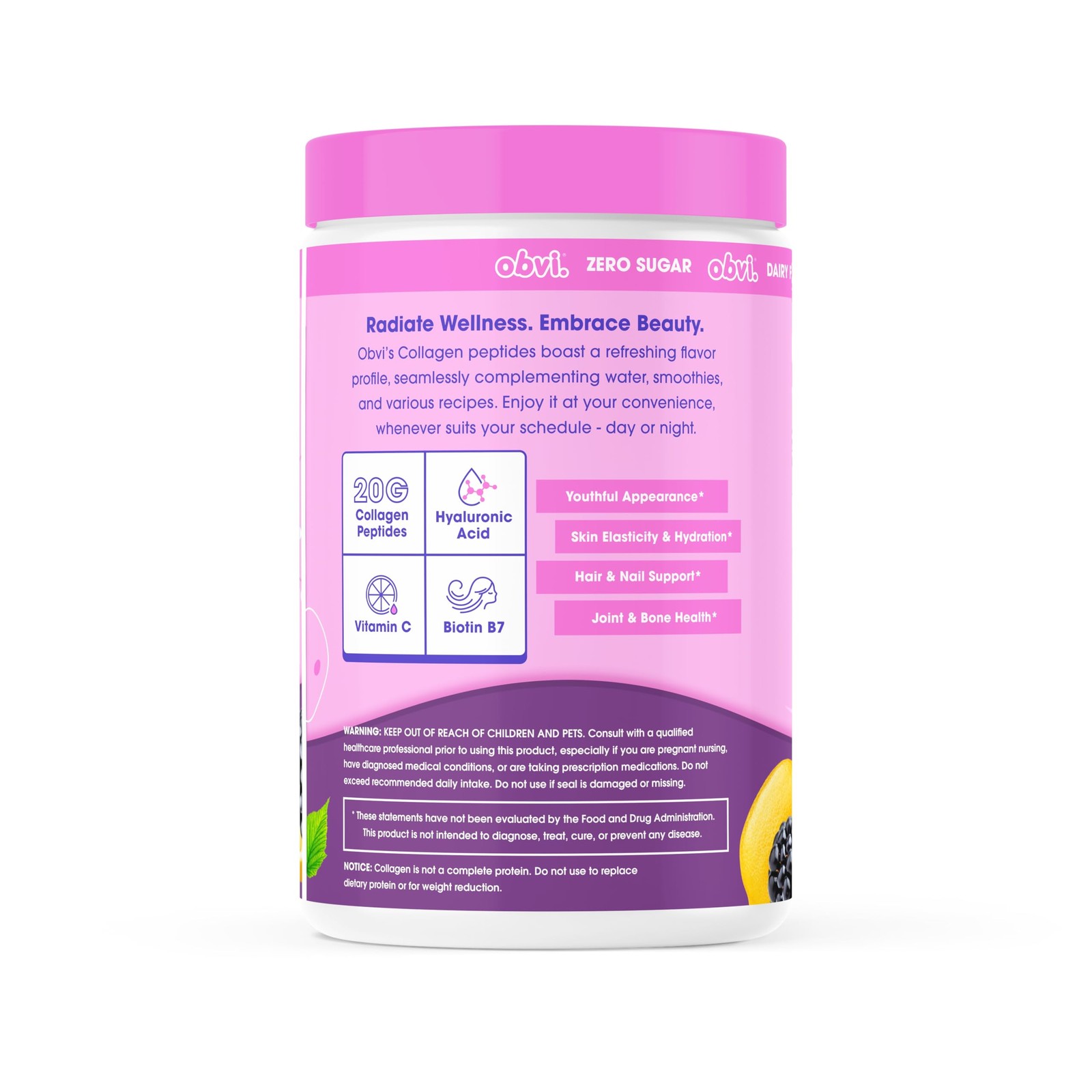 Obvi Collagen Peptides BlackBerry Lemonade