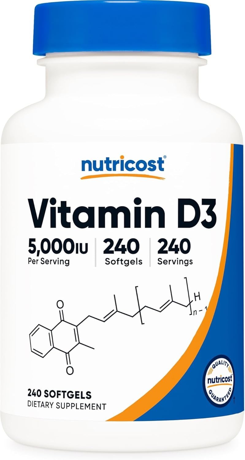 Vitamin D3, Gluten Free 240 Softgels – Non-GMO and Gluten Free Vitamin 5,000 IU.