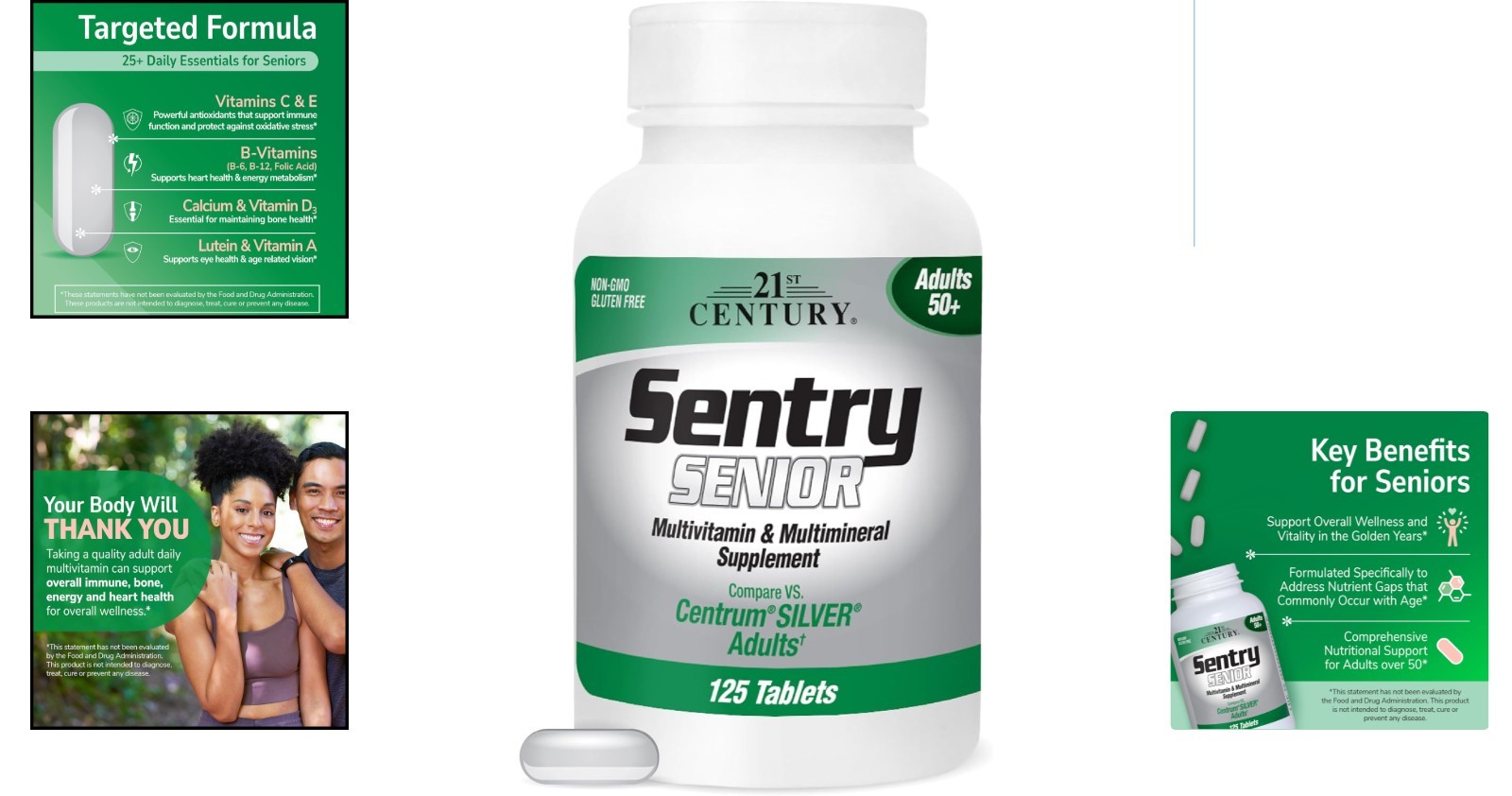125-Count Sentry Senior Multivitamins – , Gluten-Free & Balanced Nutrition