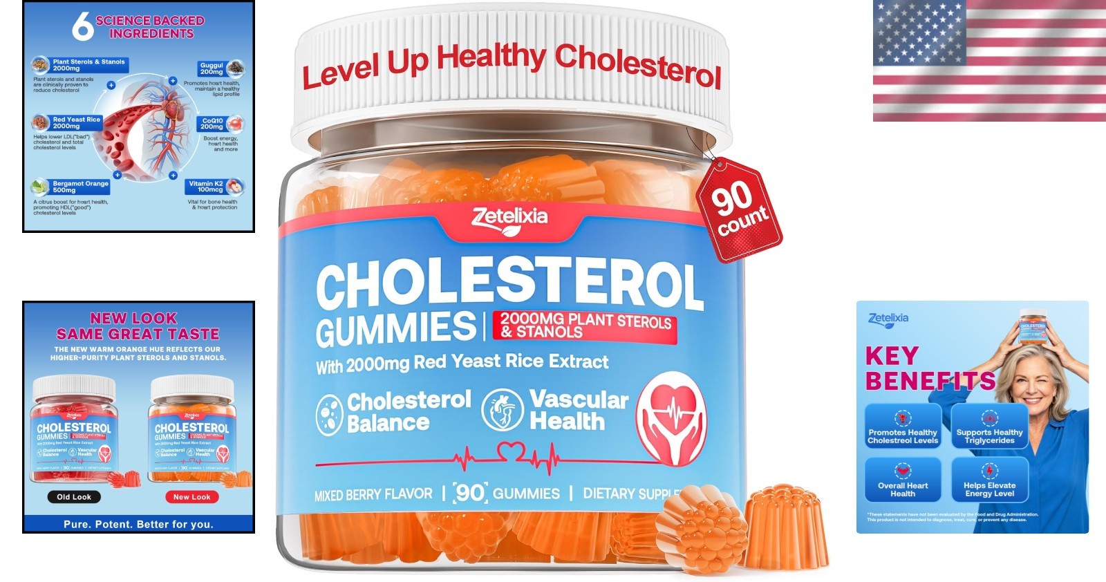 Extra-Strength Mixed Berry Cholesterol Gummies – 90 Count for Heart Health