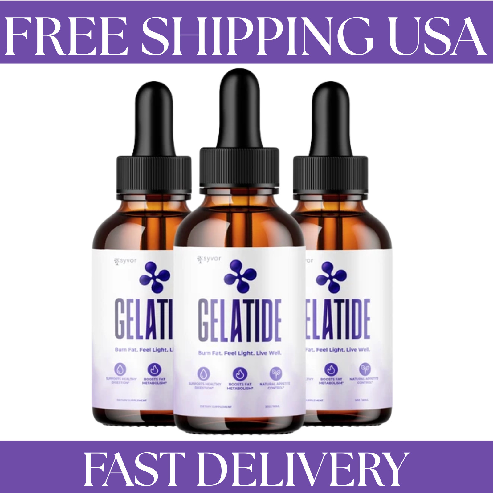 (3 Pack) Gelatide Drops Advanced Health & Fitness Supplement Gela Tide 90 Servs