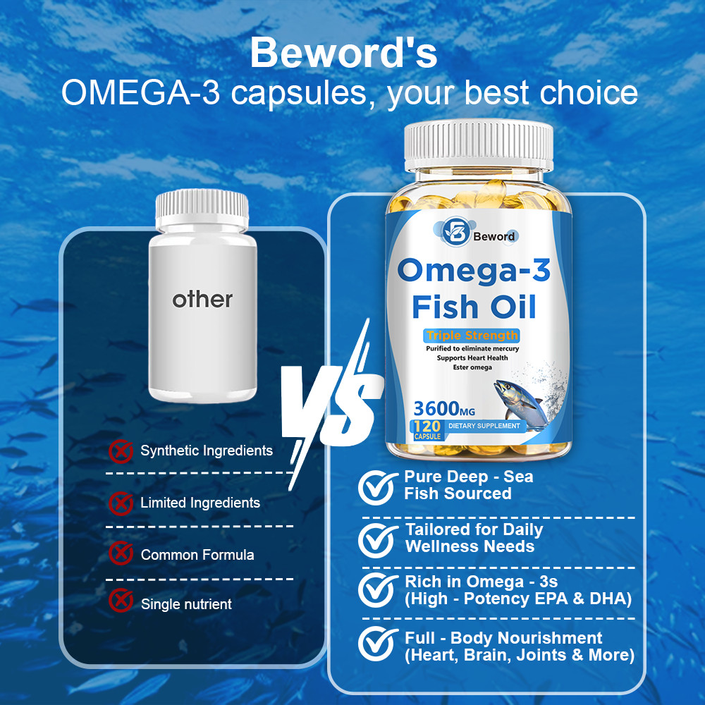 3600mg Omega 3 Fish Oil Capsules 3x Strength EPA & DHA, Highest Potency-