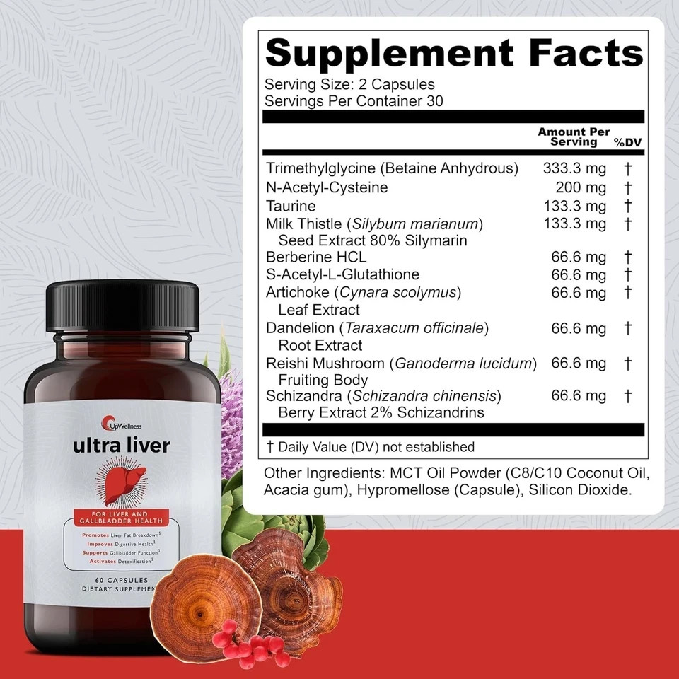 UpWellness Ultra Liver Supplement for Liver Health and Gallbladder Support ..