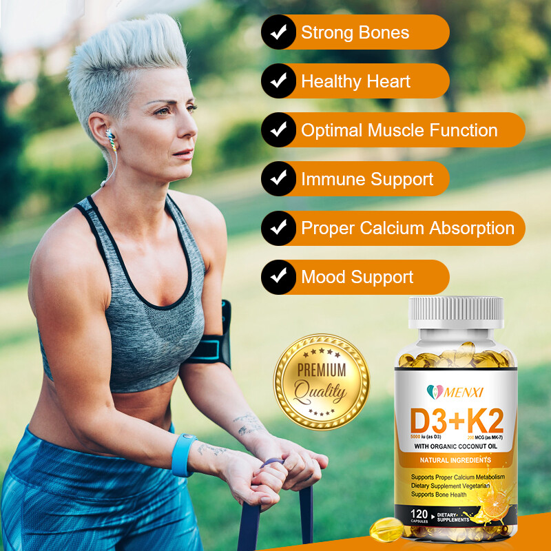 Vitamin D3 + Vitamin K2 120 Softgels – 5000IU Vit D3, 200Mcg MK7-K2 Per Serving