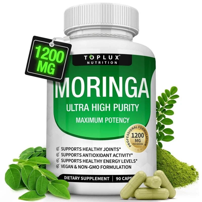 Moringa Capsules 1200mg – Pure Moringa Powder for Immune Gut health（90 Capsules）