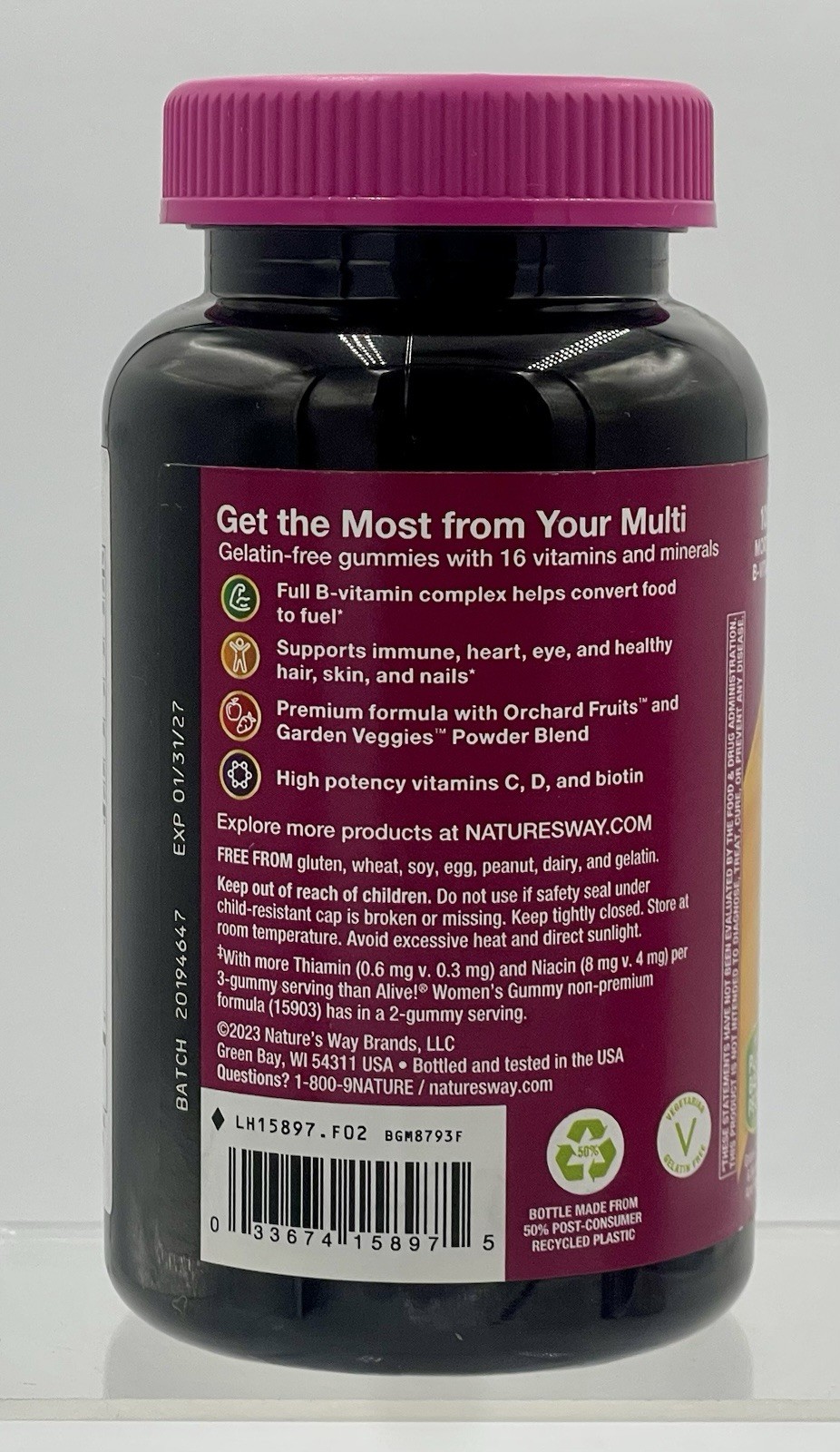 Lot of 2 Nature’s Way Alive Women’s Premium Gummy Multivitamin 75Ct EXP 01/27