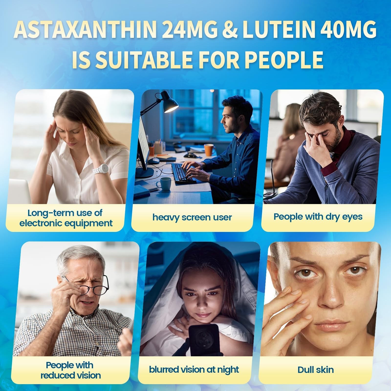 14-in-1 Astaxanthin 24mg & Lutein 40mg Supplements, 180 Softgels, Eye & Skin Sup