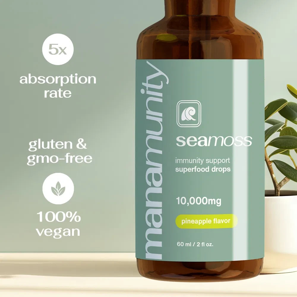 Sea Moss Liquid Drops 10,000 mg Organic Irish Sea Moss Gel with 350 mg Burdock R