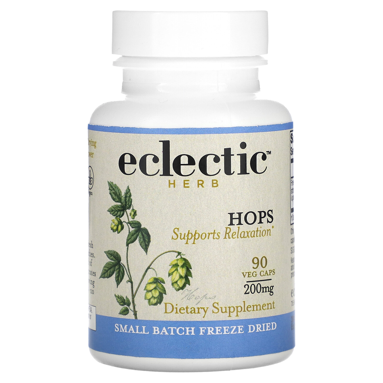 Eclectic Institute Hops 200 mg 90 Non-GMO Veggie Caps Dairy-Free, Grain-Free,