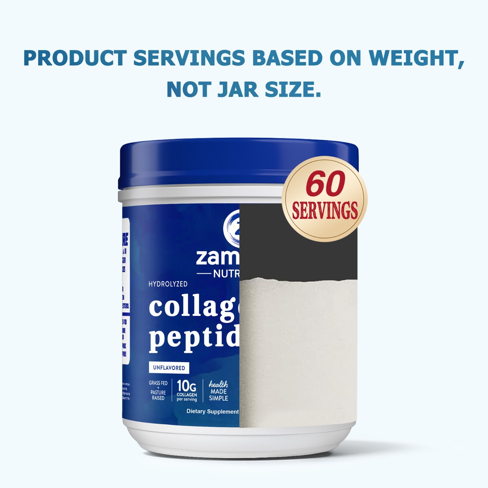 Collagen Peptides Powder Hydrolyzed Collagen ProteinTypes 1& 3 Unflavored-1.32LB