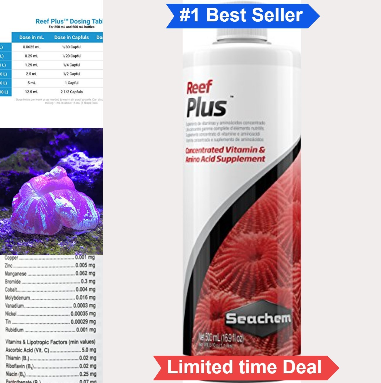 Reef Supplement Vitamins Minerals Amino Acids 500ml for Coral Fish Health