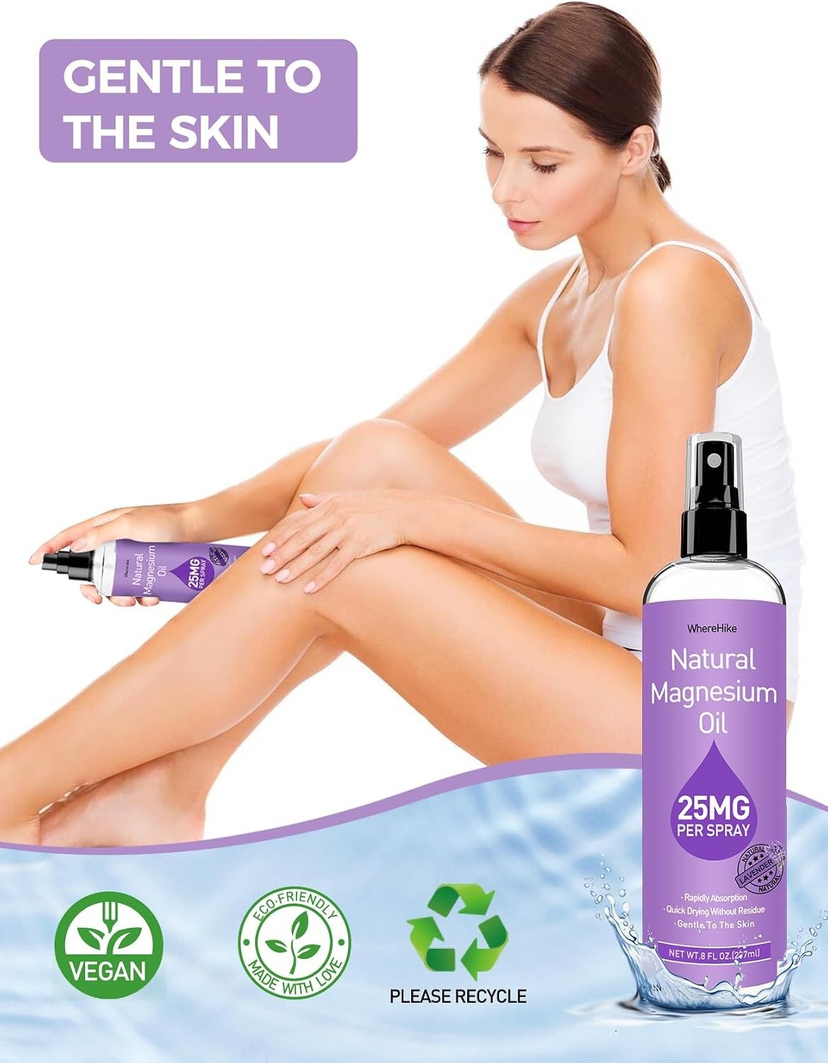 Magnesium Oil Spray – For Feet, Sleep & Muscle Relief, Vanilla/Lavender/Natural.
