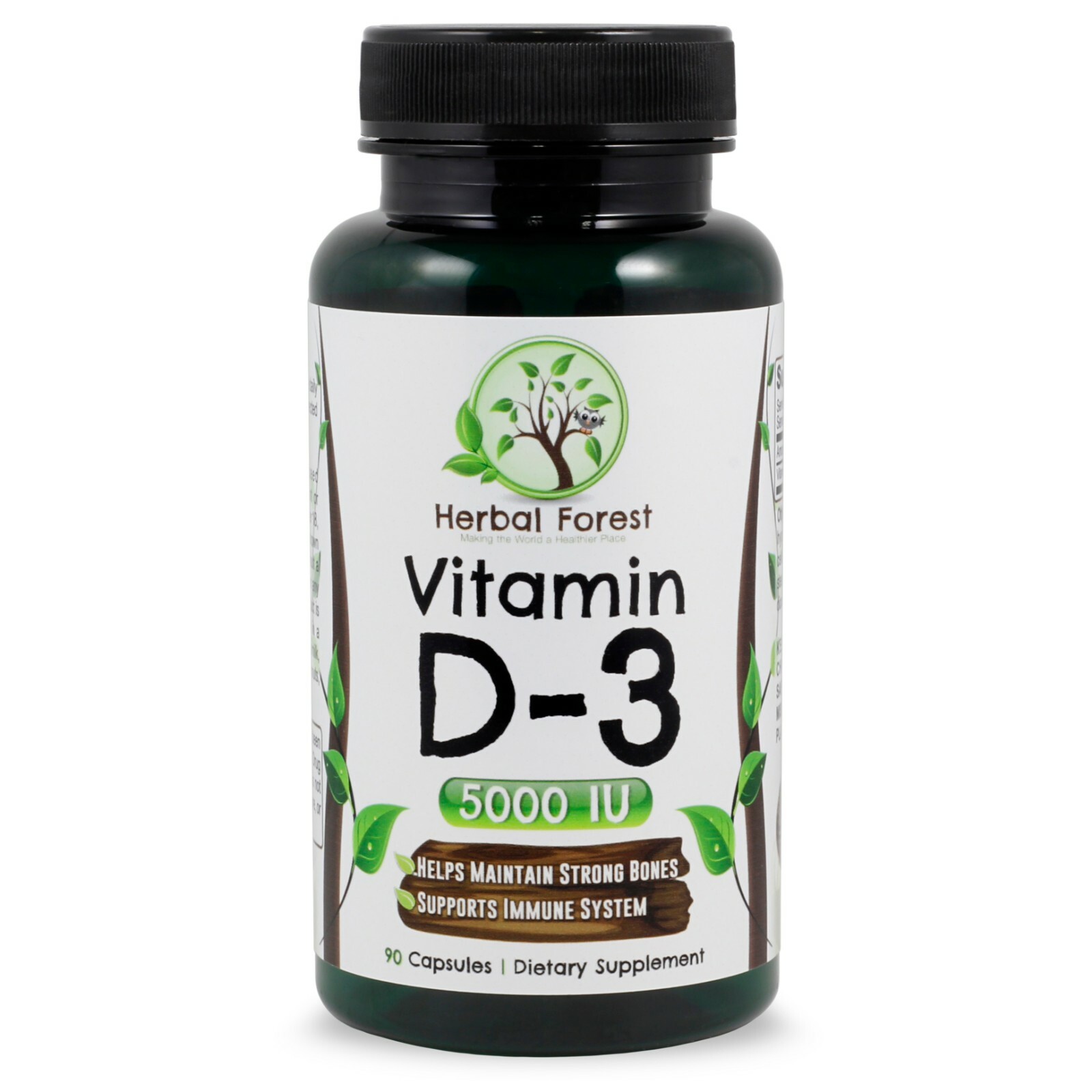 Vitamin D-3 5000 Herbal Forest 90 Vegetable Capsules Non GMO formula.