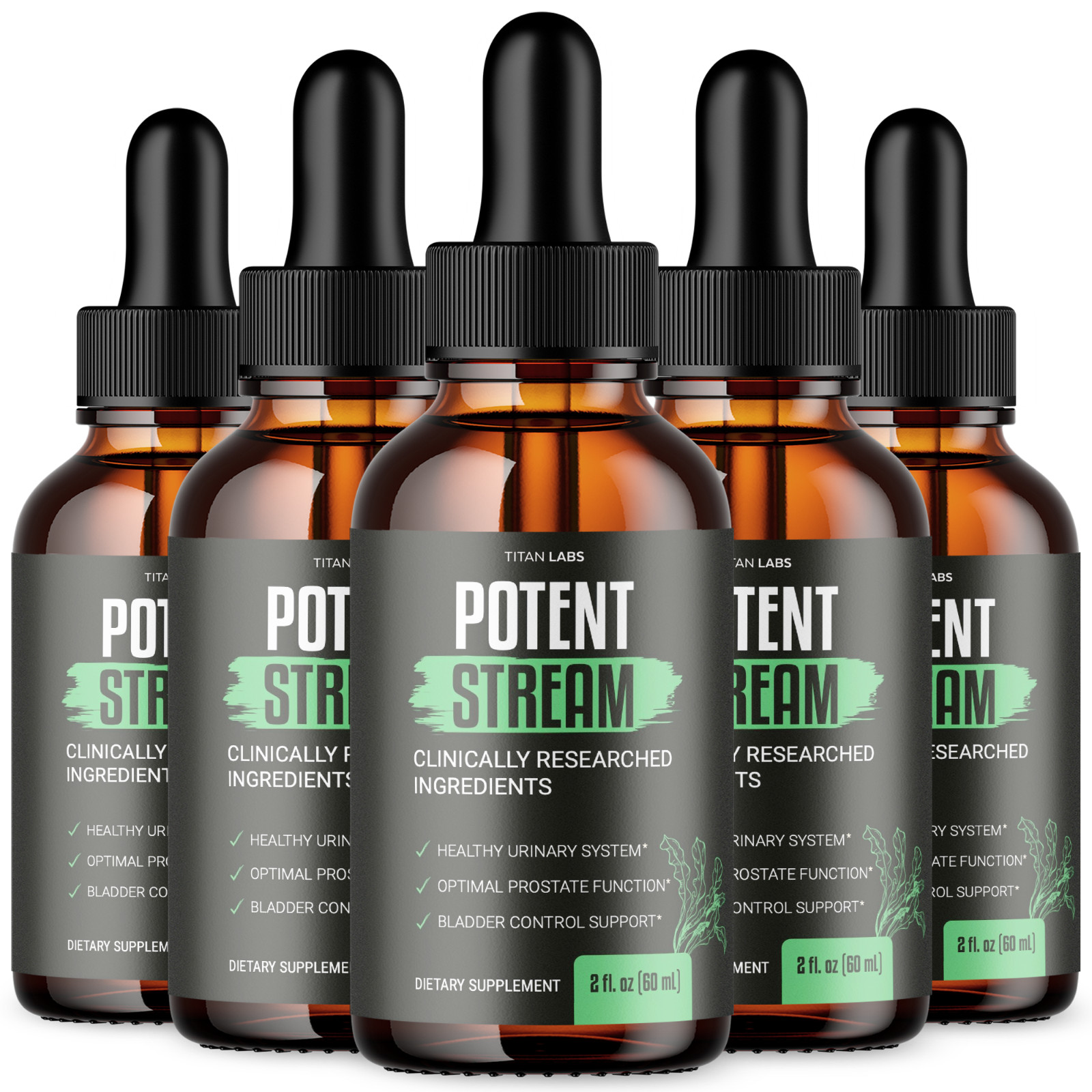 (5 Pack) Potent Stream Drops, Potent Stream Prostate Support Drops (60 ML)