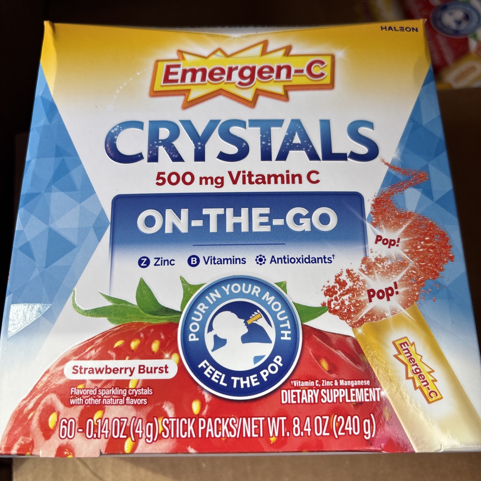 Emergen-C Crystals Strawberry 500mg Vitamin C 60 Count EXP 05/2027