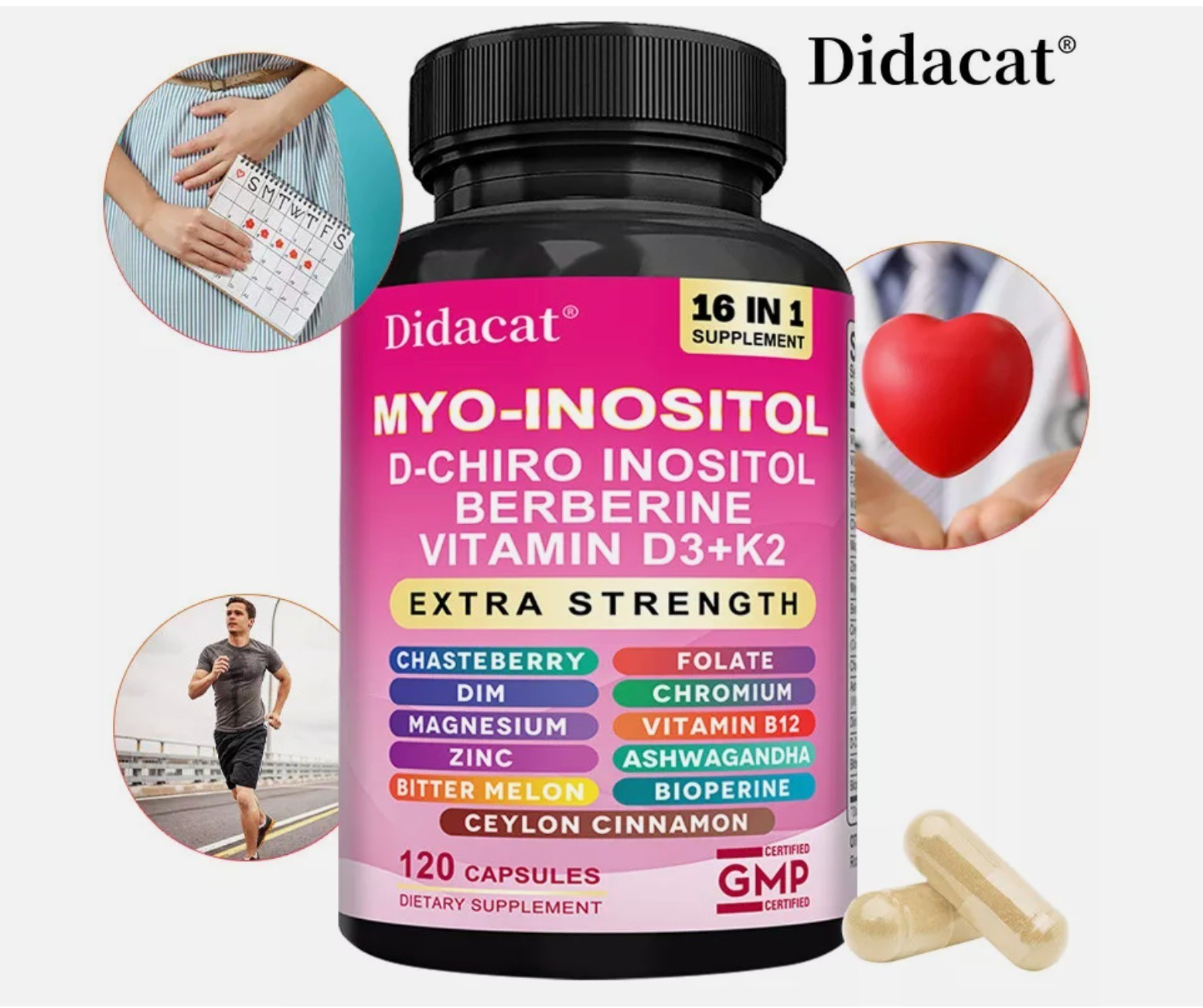 Zoyava Myo-Inositol D-Chiro Inositol Berberine D3+K2 – 90 Caps – Free Shipping