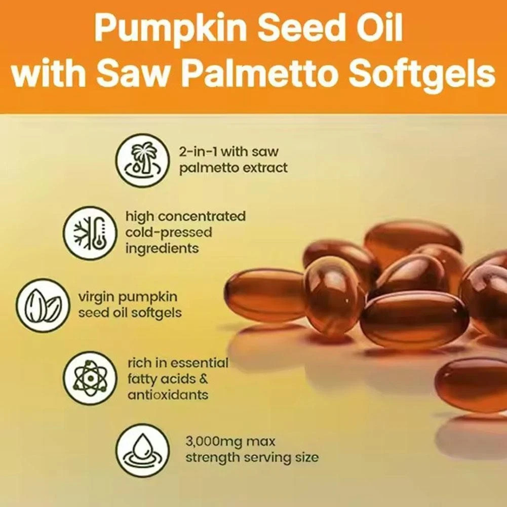Pumpkin Seed Oil Saw Palmetto 3000 mg – Bladder Health, Immune Support 300 Pills