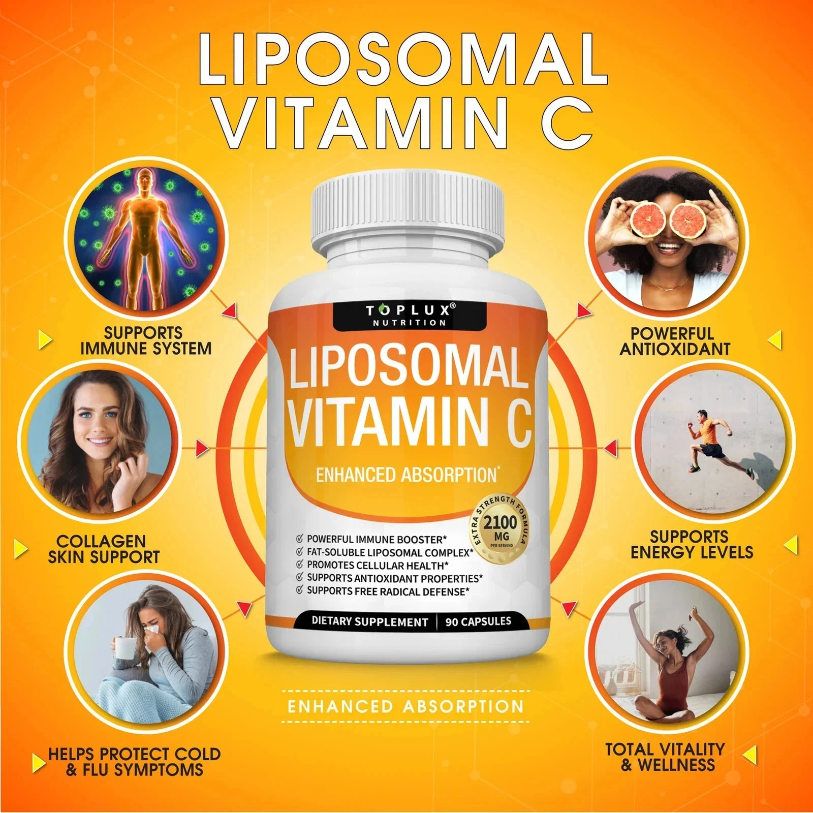 3 pack Liposomal Vitamin C 2100 Mg – Skin & Joints,Enhance Immunity