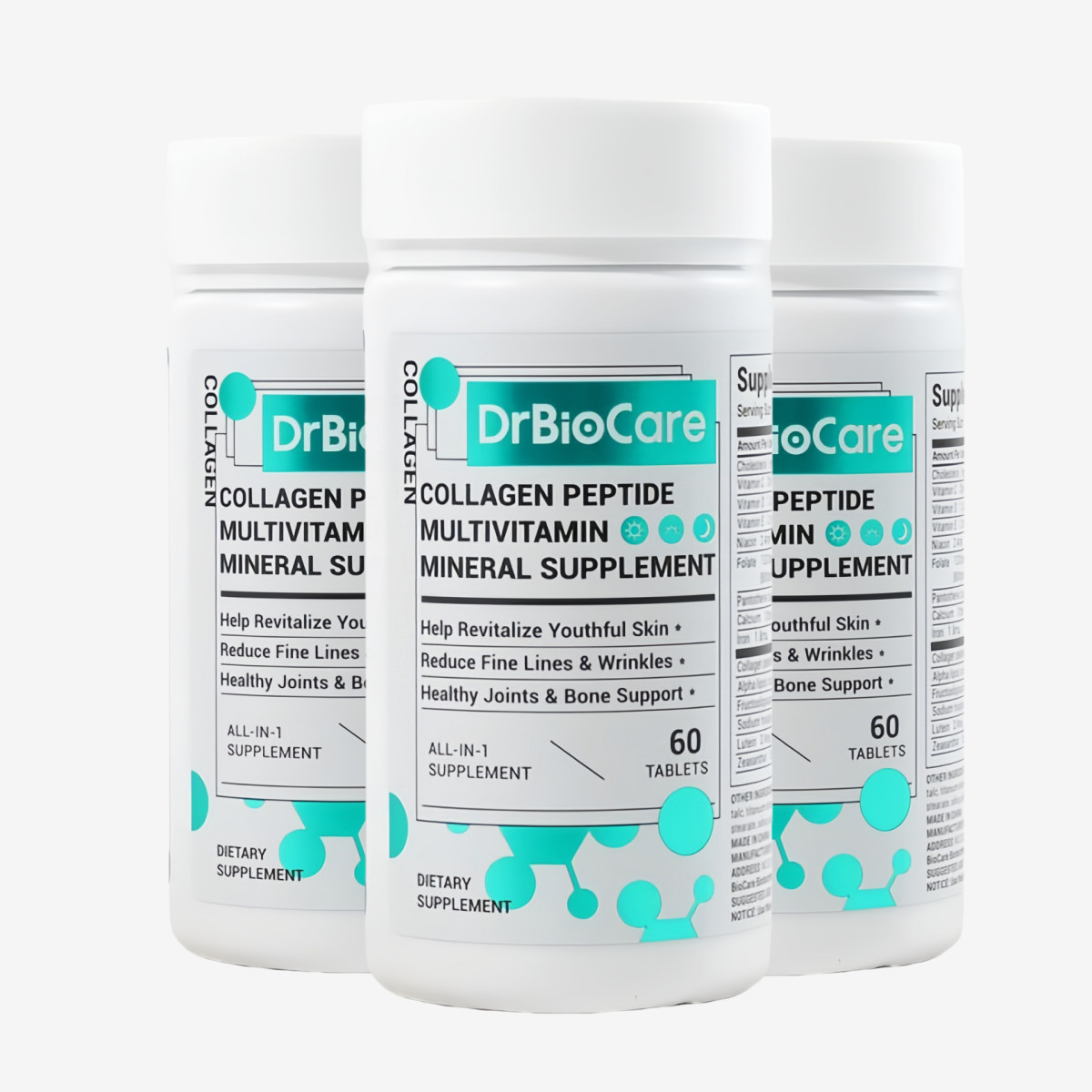 3 Pack Fish Collagen Peptides Tablets Vitamin C D3 Probiotics Skin Health 180ct