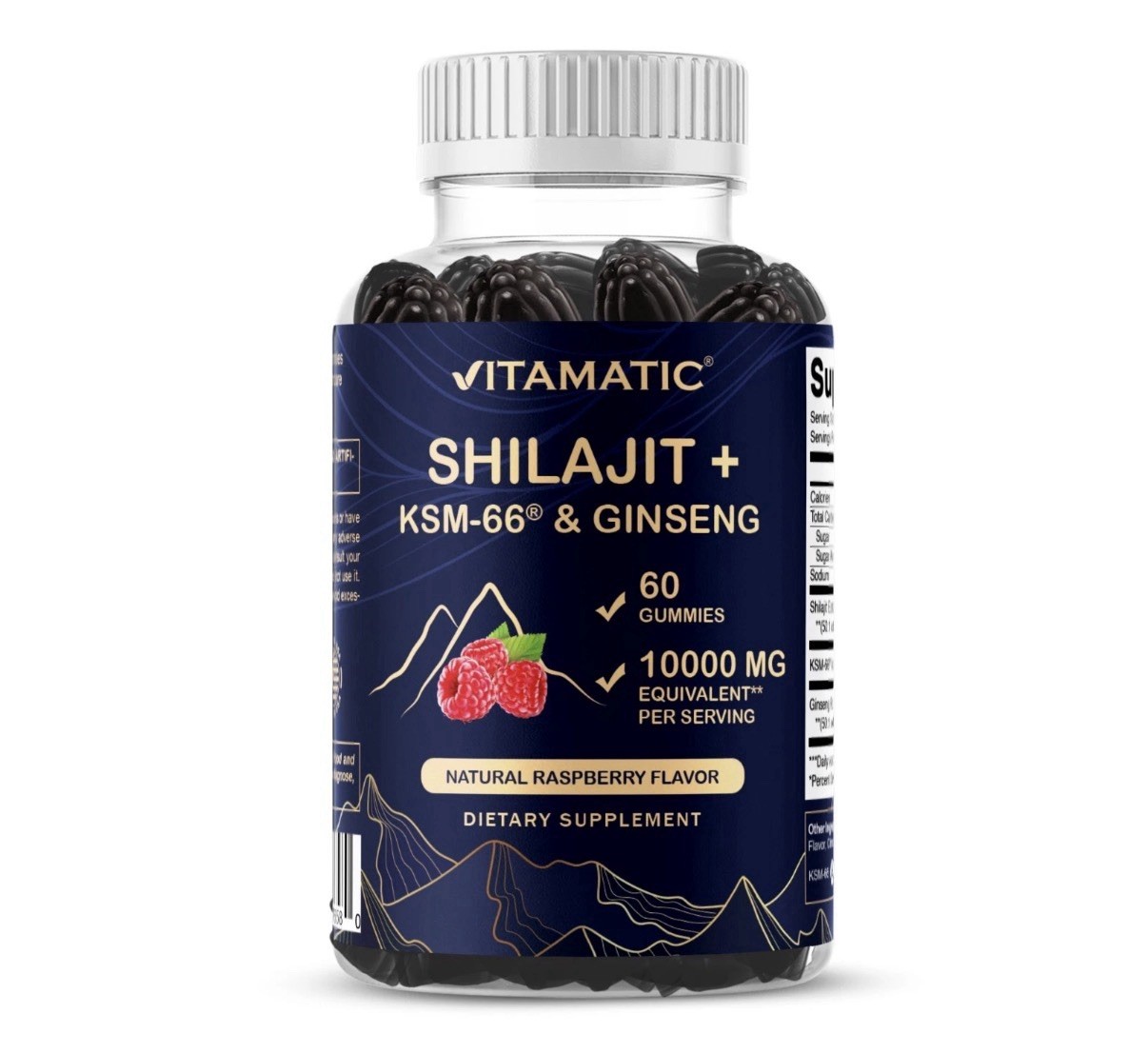 Vitamatic Shilajit with KSM-66® Ashwagandha & Ginseng 10,000 mg – 60 Gummies