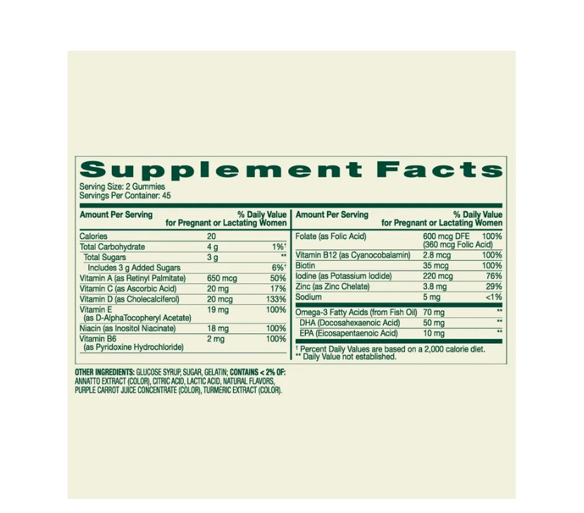 2 PACK Spring Valley Prenatal Multivitamin Gummies with DHA and Folic Acid