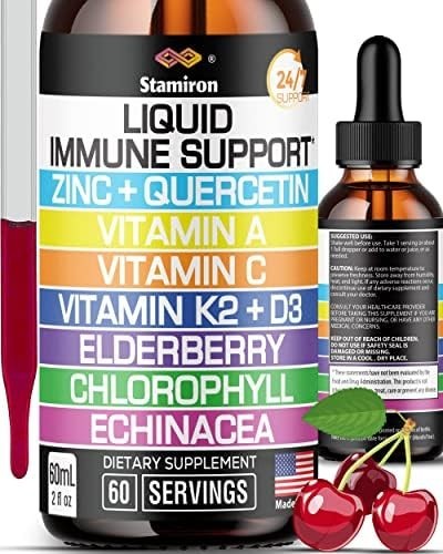 9in1 Liquid Immune Support Drops – Zinc Quercetin Vitamin C D3 K2 Elderberry 60S