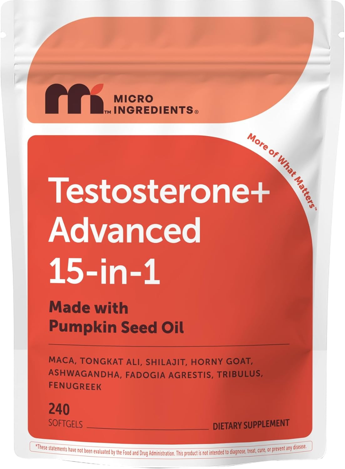 Micro Ingredients testo Advanced 15-in-1 Softgels 240Ct Tongkat USA Best