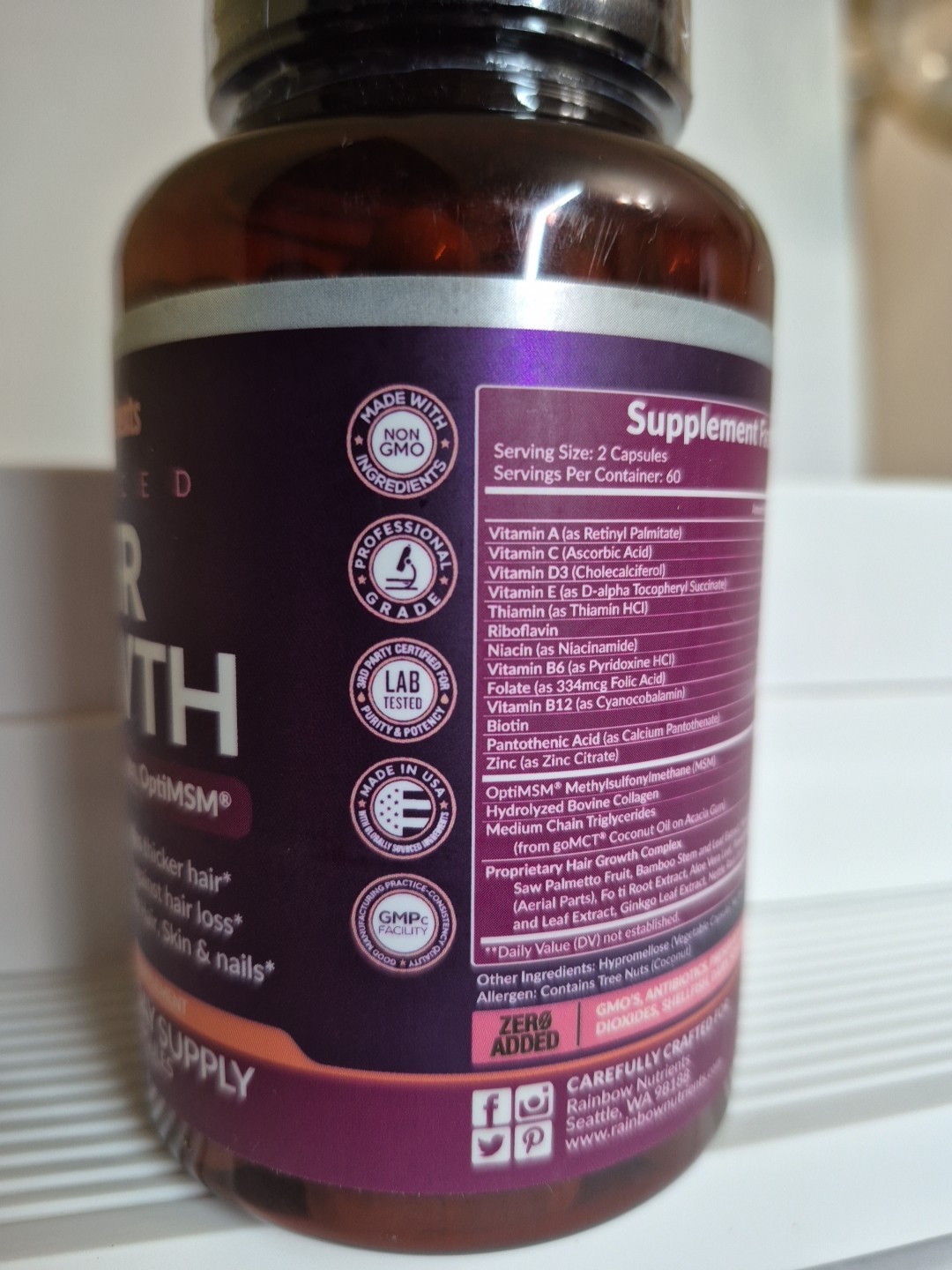 Advanced Hair Growth 60 days supply – Biotin 10,000 mcg, Collagen + more New