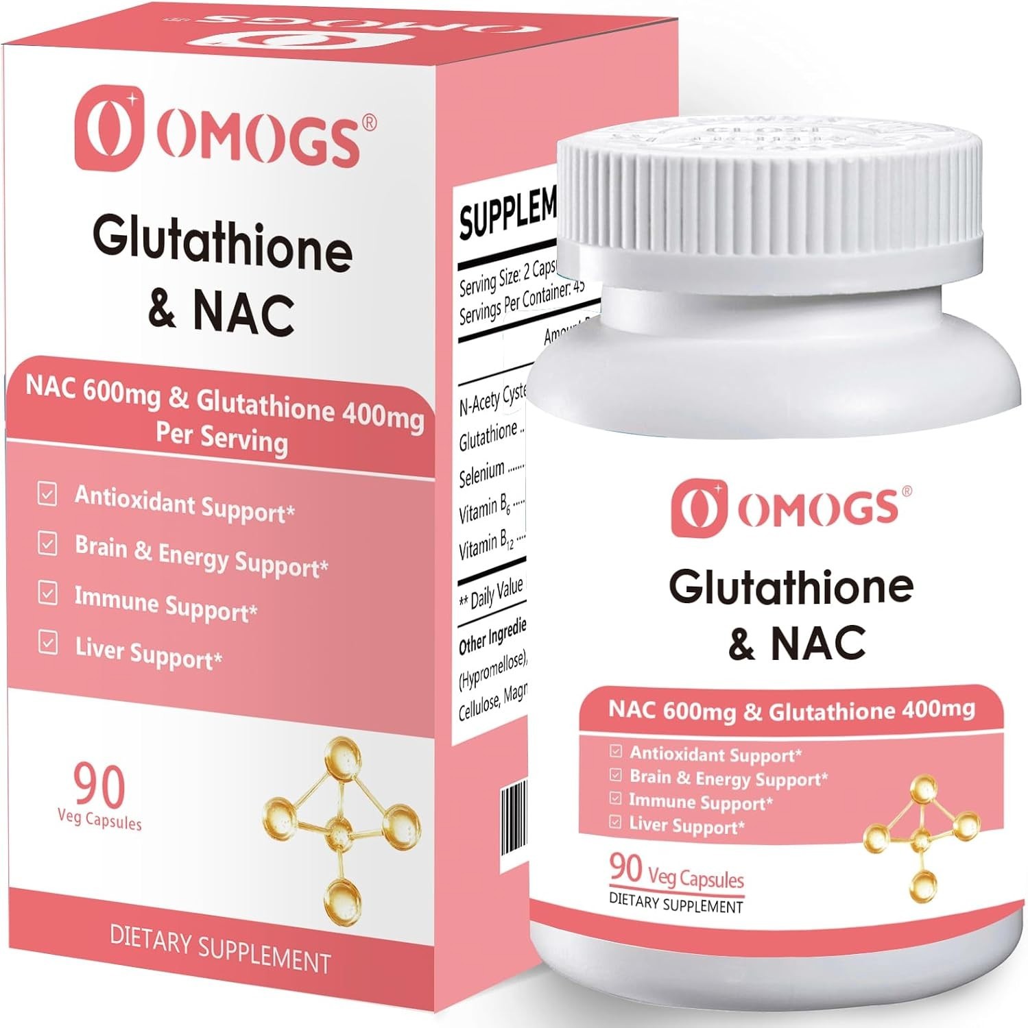 Enhanced Immunity & Energy with Glutathione & NAC – 90 Gluten-Free Veg Capsules