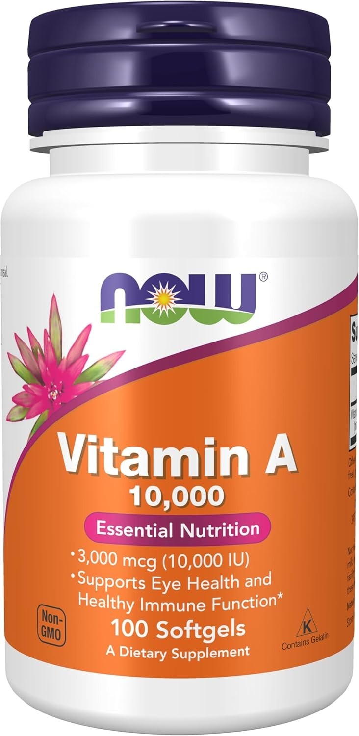 NOW Supplements, Vitamin A 10,000 IU Eye Health Essential Nutrition,100 Softgels