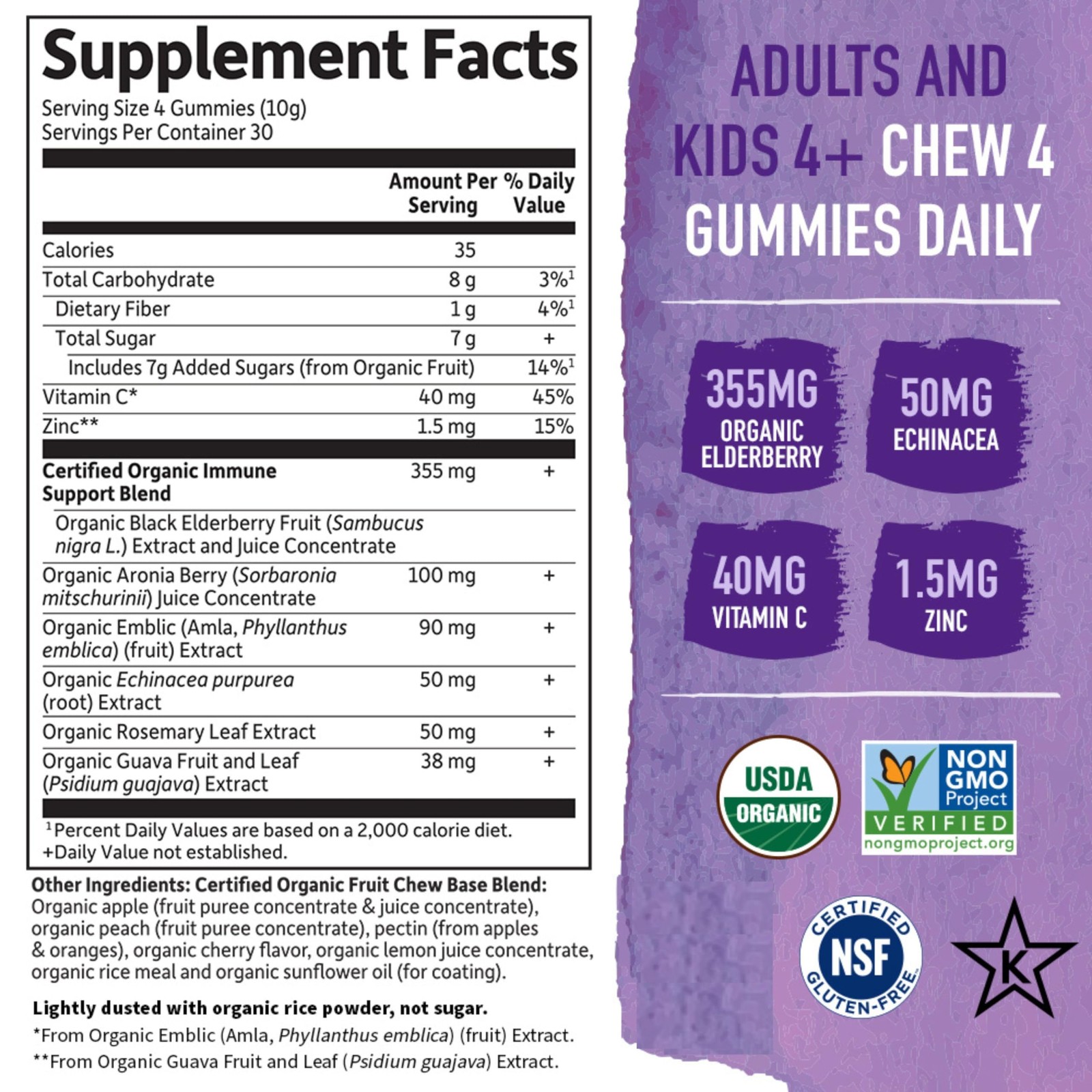 Garden of Life Organics Elderberry Gummies 120 Count (Pack 1), No Color