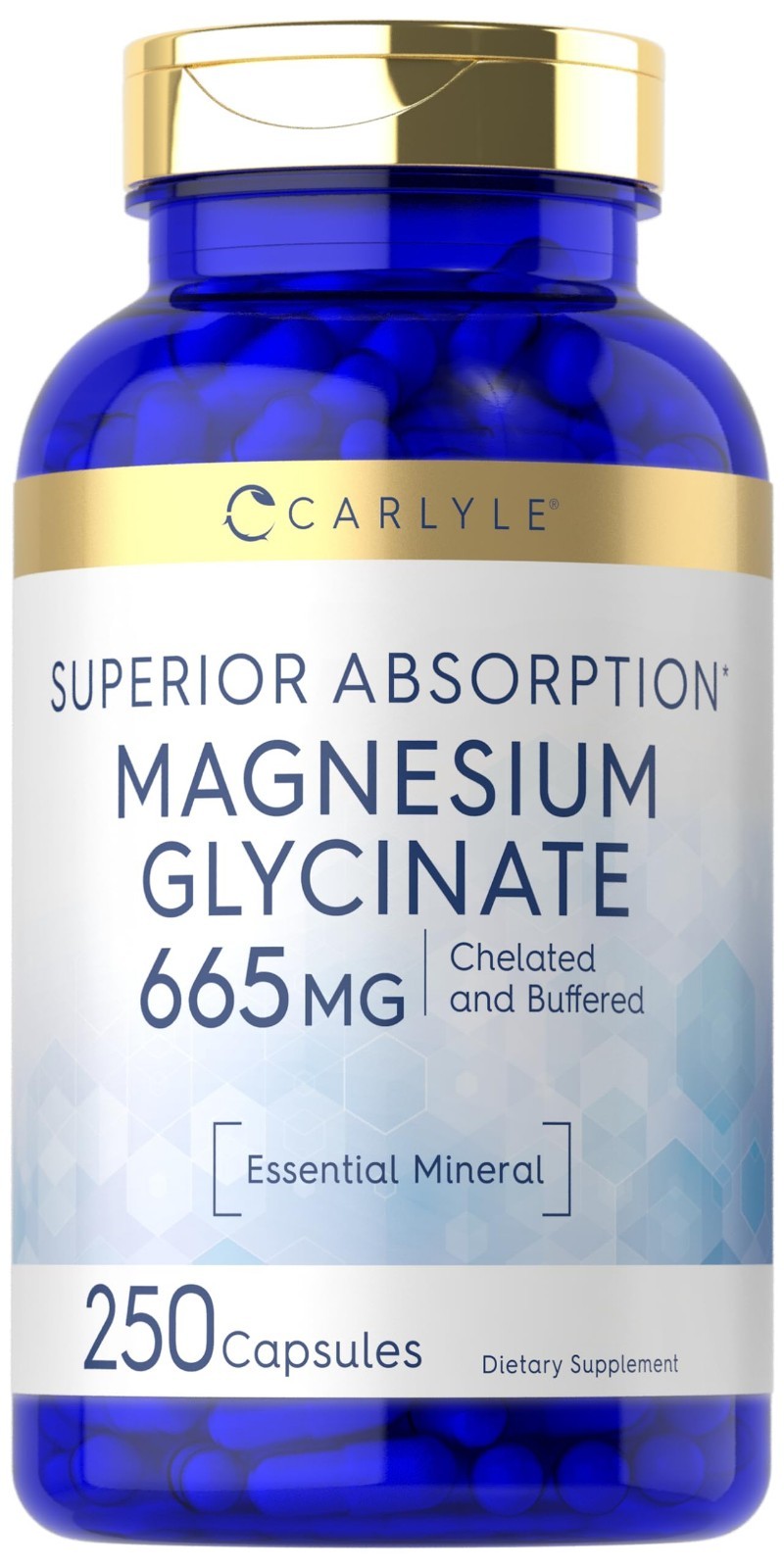 Carlyle Magnesium Glycinate | 665 mg | 250 Capsules | NonGMO and Gluten Free …