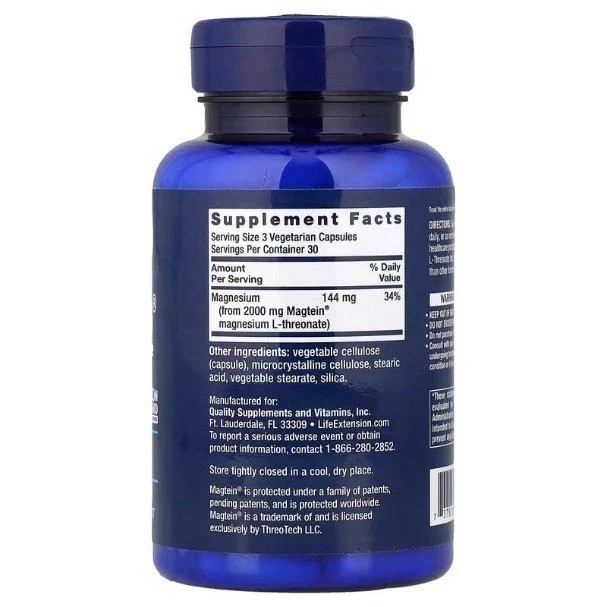 Life Extension Neuro-Mag Magnesium L-Threonate 144 mg 90 Veg Caps Free Shipping
