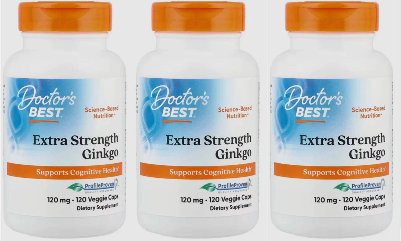 3X Ginkgo Biloba Extra Strength, Doctor’s Best, 120 mg, 120 Caps EXP 08/2027