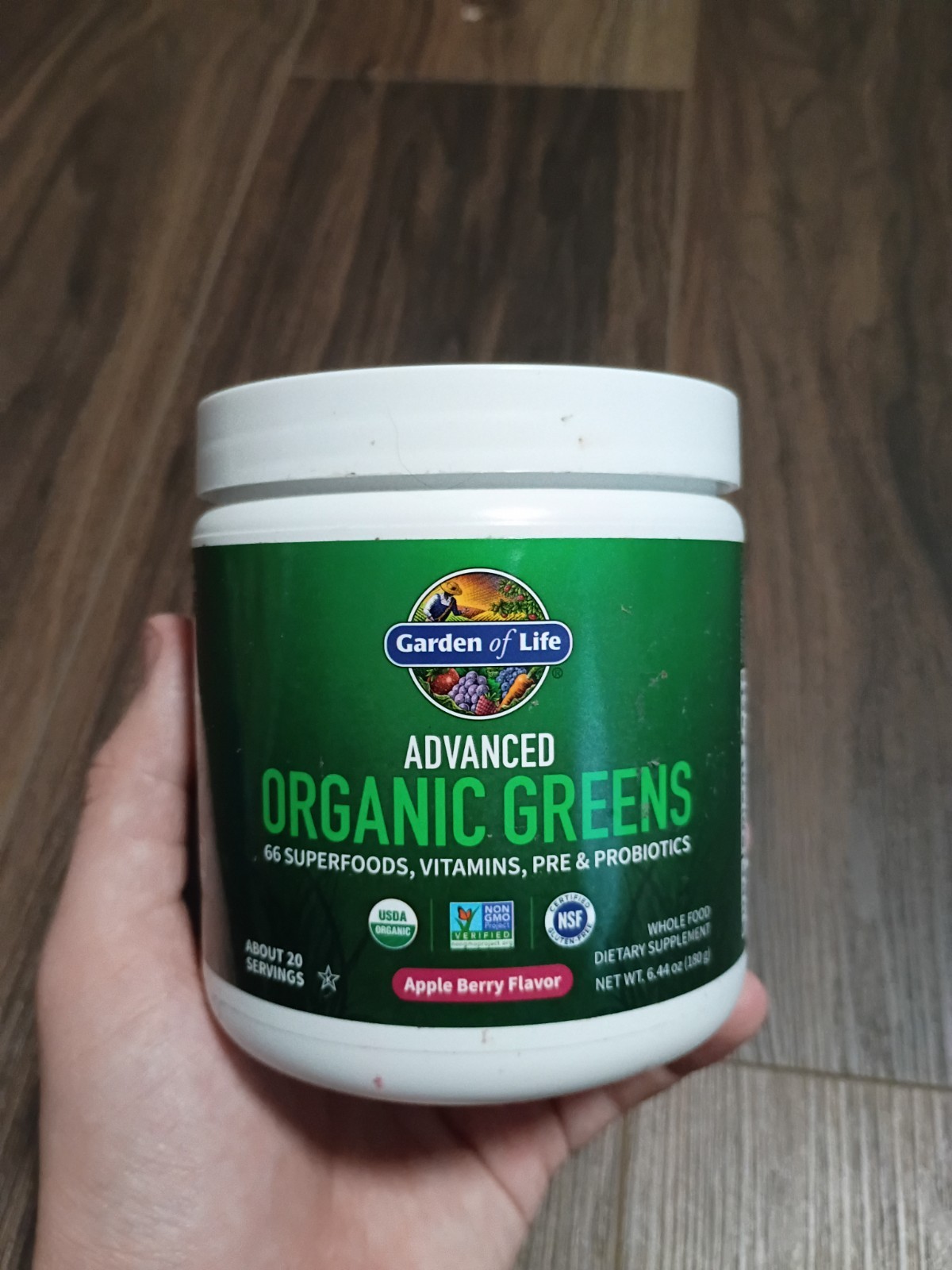 Garden of Life Organic Greens Superfoods & Probiotic Powder Apple Berry 6.44 oz