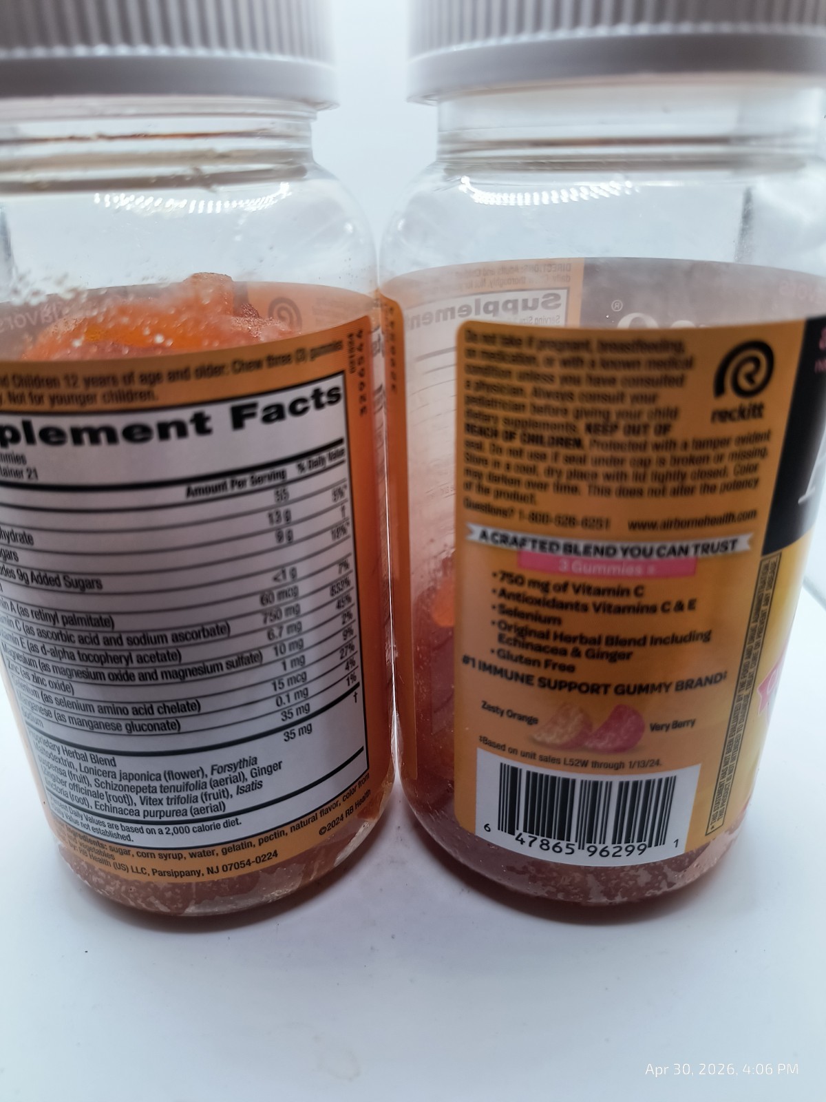 Airborne Gummies Immune Support Assorted Fruit Flavor 126 gummies Exp 10/2026