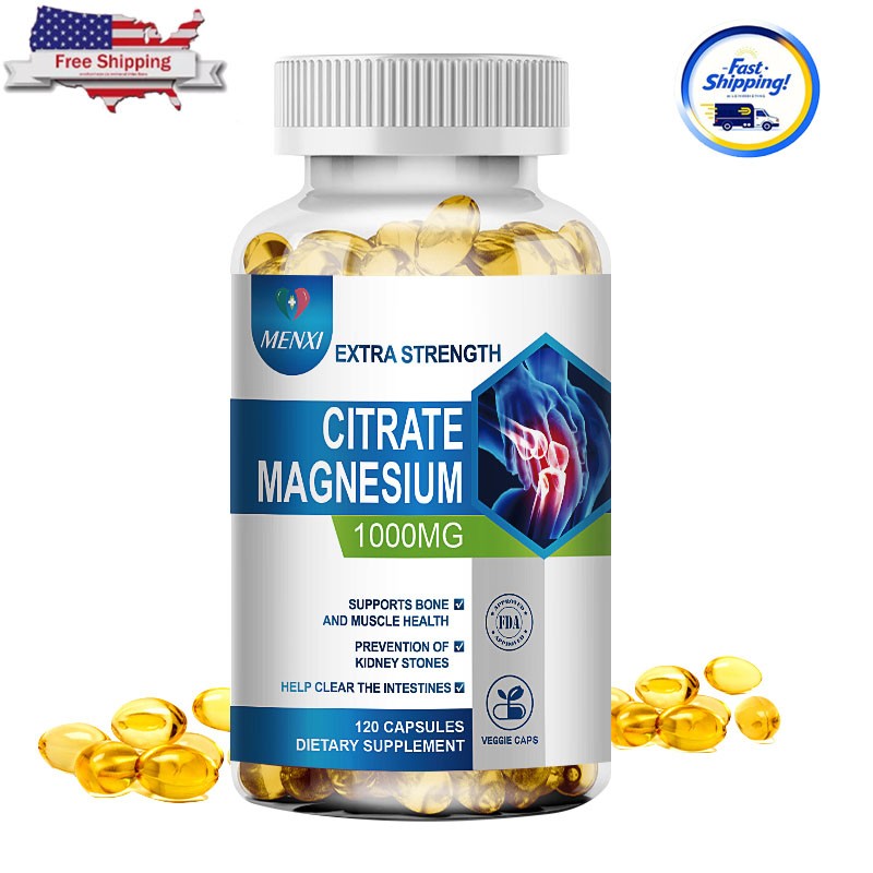 Magnesium Citrate 1000mg Capsules -Sleep and Muscle Support, Vegan, 120 softgels