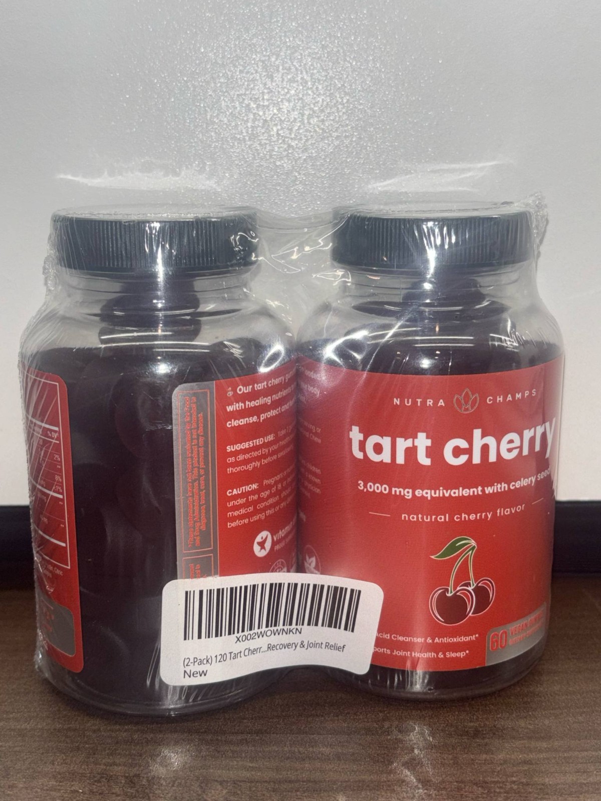 NutraChamps Tart Cherry Gummies 3000mg Celery Seed Uric Acid Cleanse Vegan 120ct
