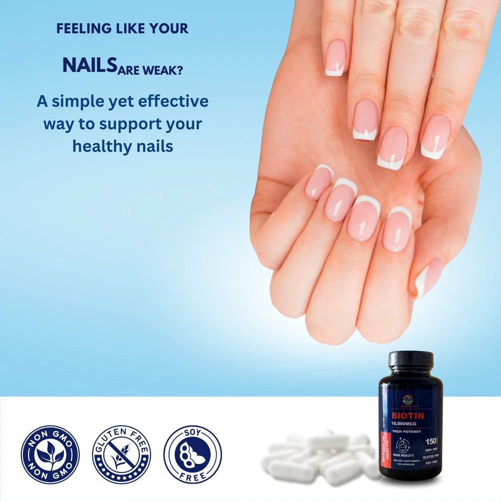 Biotin 10000mcg Hair Skin Nail Growth High Potency Supplement 150 Capsules NEW