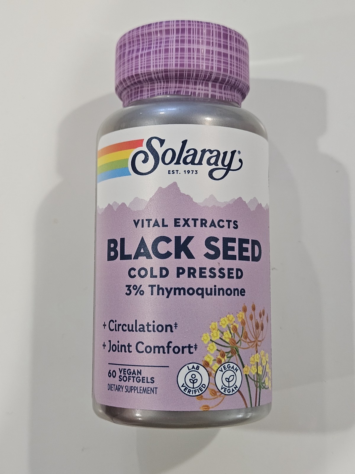 Solaray Black Seed +Circulation +Joint Comfort, 60 Vegan Softgels 🟣EXPIRED 2/26