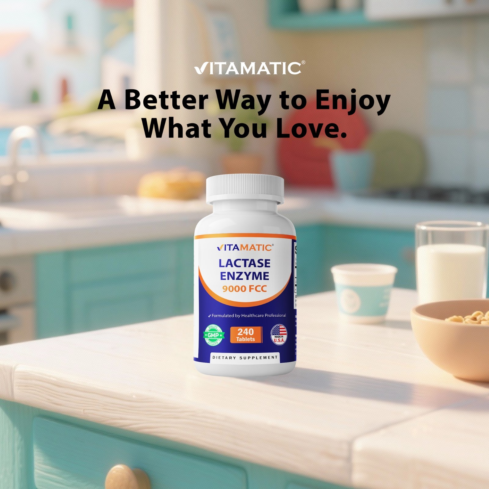 Vitamatic Lactase Enzyme 9000 FCC 240 Tablets