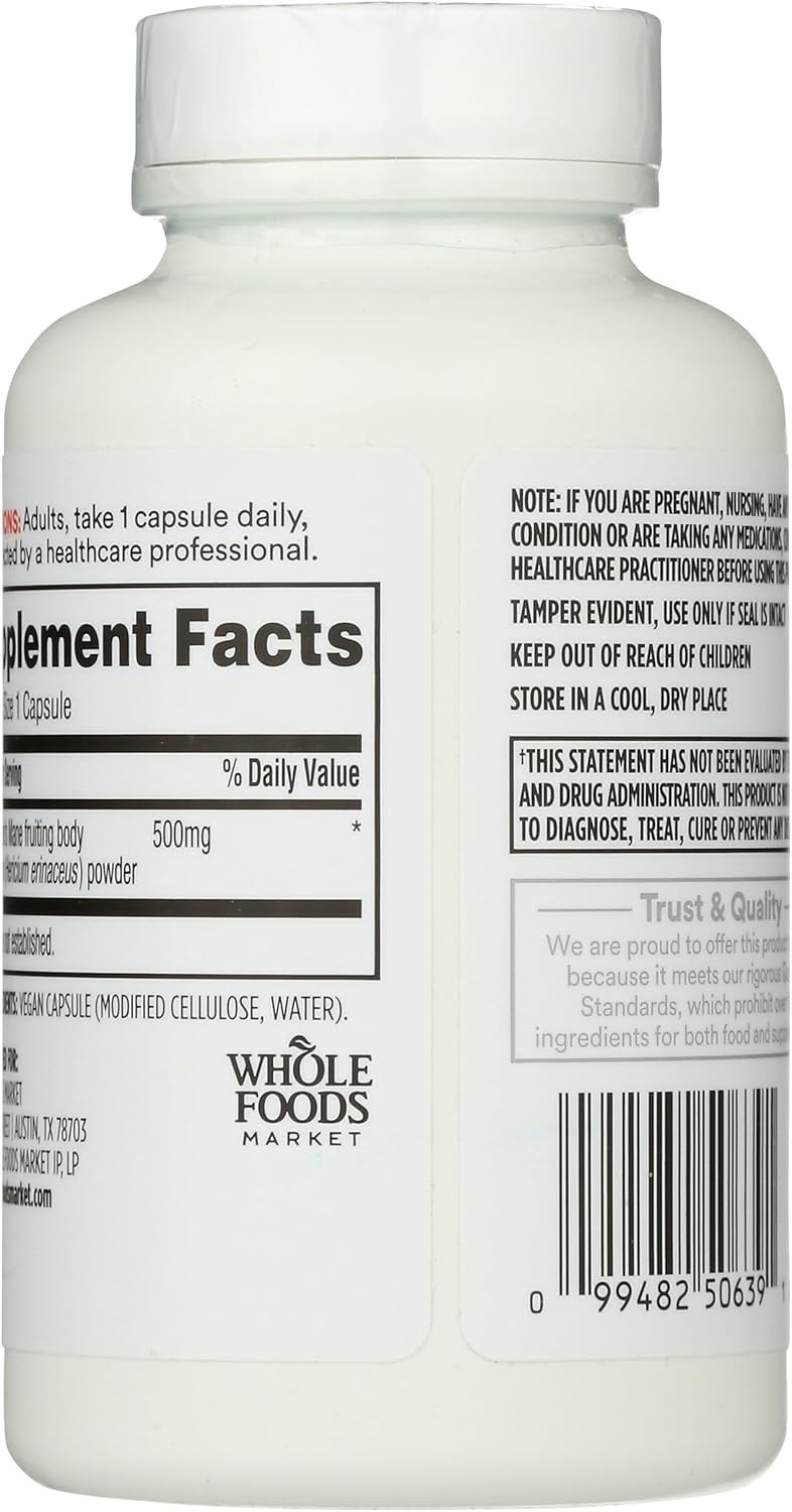 Enhance Cognitive Function with 90 Capsules of Lion’s Mane Mushroom 500mcg