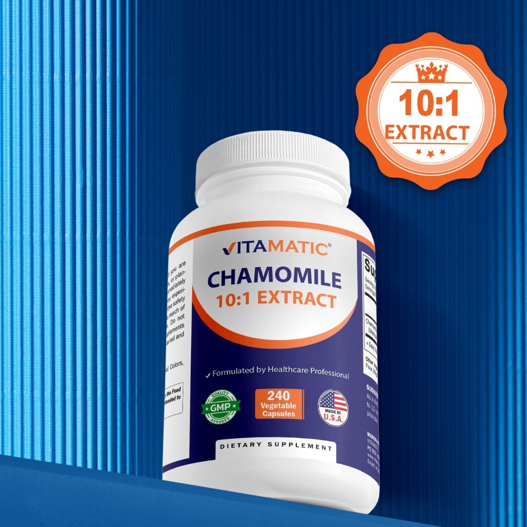 Vitamatic Chamomile 250 mg 10:1 Extract – 240 Veg Capsules