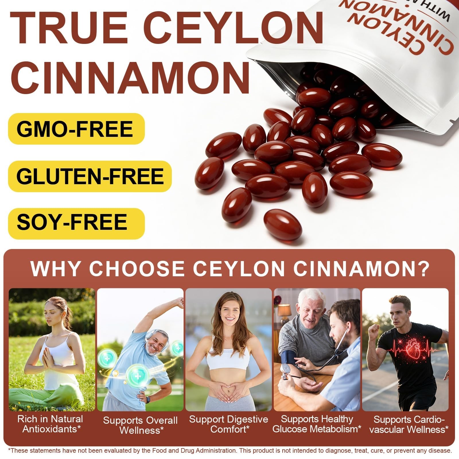 Ceylon Cinnamon Softgels with MCT Oil – 600mg True Cinnamon, Digestive Support,