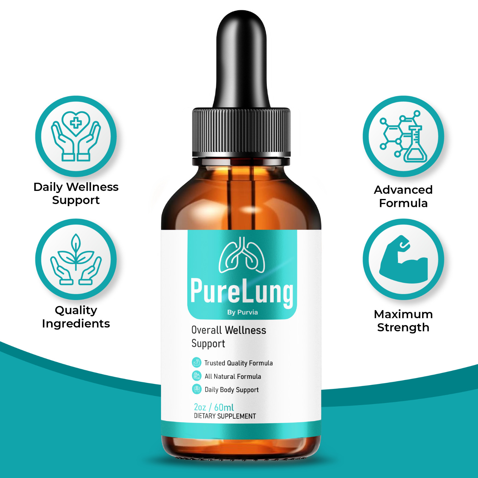 (5 Pack) Pure Lung Drops PureLung Respiratory Support Liquid Supplement (10 oz)