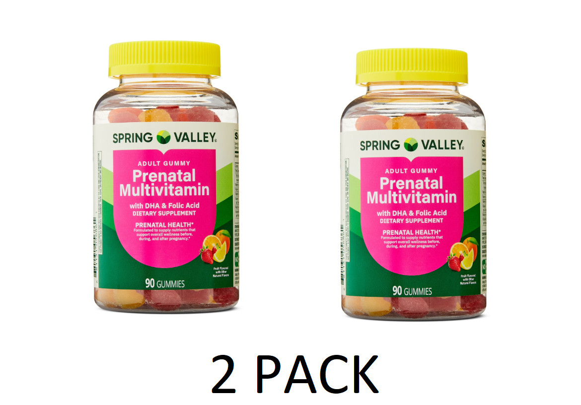 2 PACK Spring Valley Prenatal Multivitamin Gummies with DHA and Folic Acid