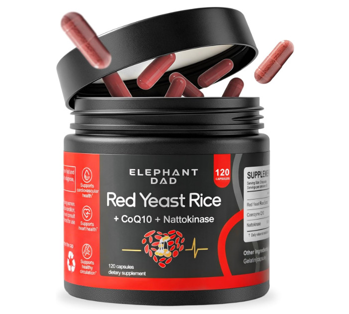 ELEPHANTDAD Red Yeast Rice 1000Mg with Nattokinase & Coq10 – 120 Capsules