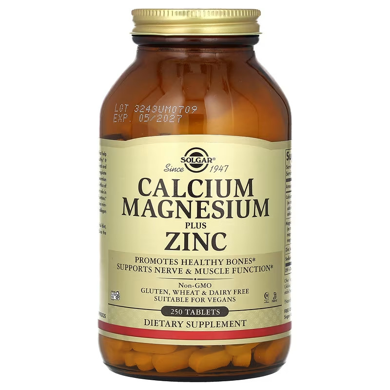 Solgar Calcium Magnesium Plus Zinc 250 Tablets EXP 01/28