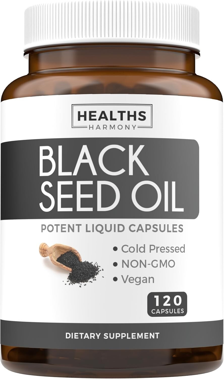 Black Seed Oil Skin Health (Non-GMO & Vegan) Cold-Pressed, 120 Softgel Capsules