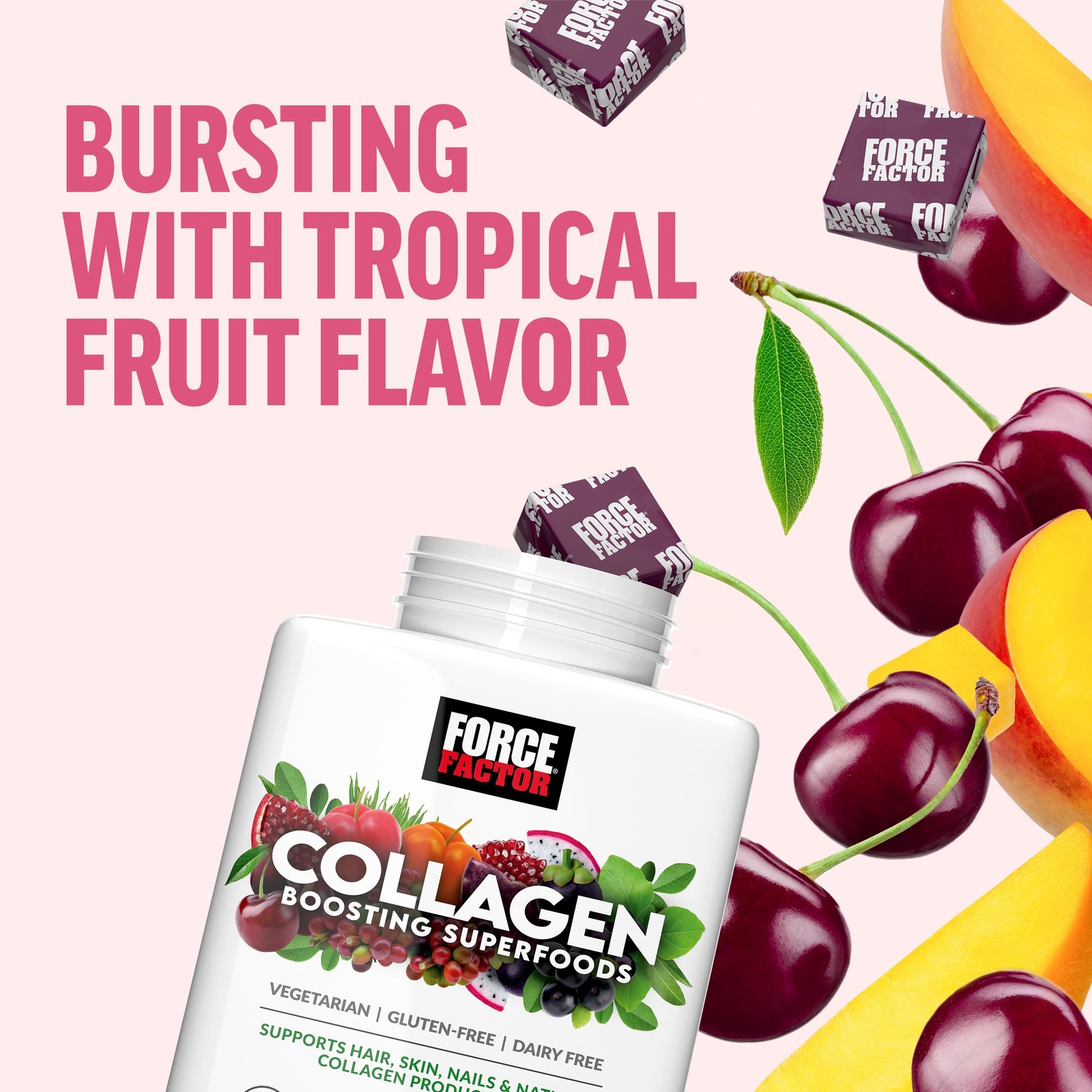 Force Factor Collagen Boosting Superfoods, Vegan 1 Pack, Tropical Fruit